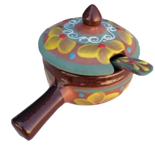 Salcera con Tapa y  Cuchara Arenada