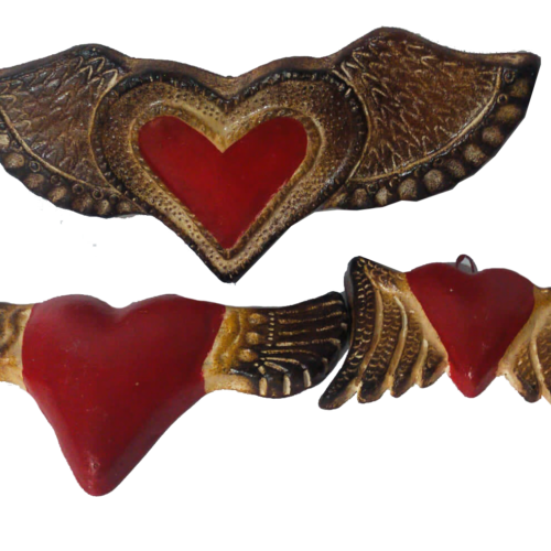 Corazón Alas Gde 6x14 pulgadas, mediano 5x11 pulgadas, chico 4x7"