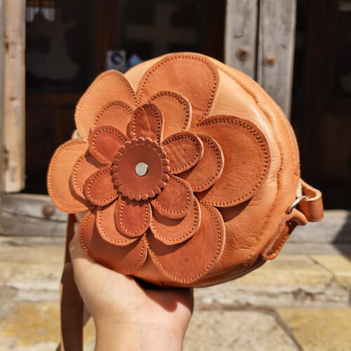 Bolsa flor redonda piel