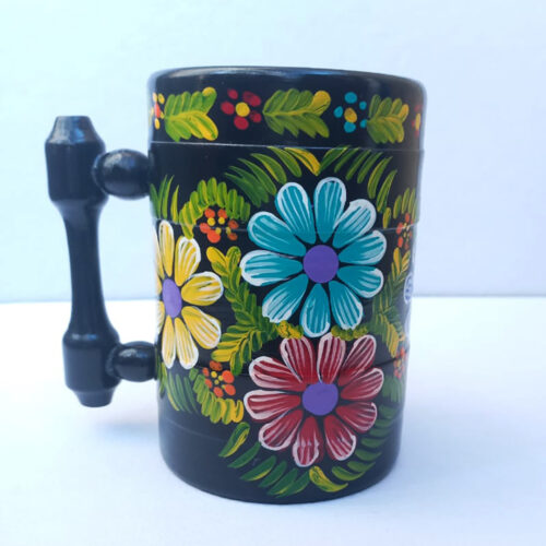 Tarro negro flores 14 cm alto